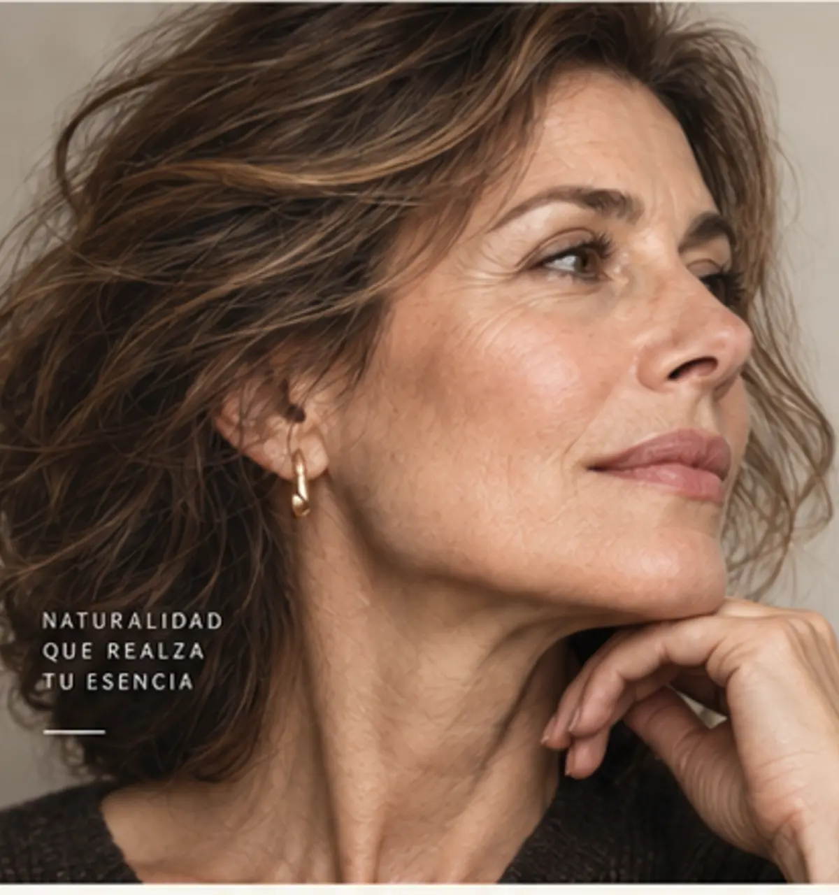 Mujer madura con una expresión natural y serena